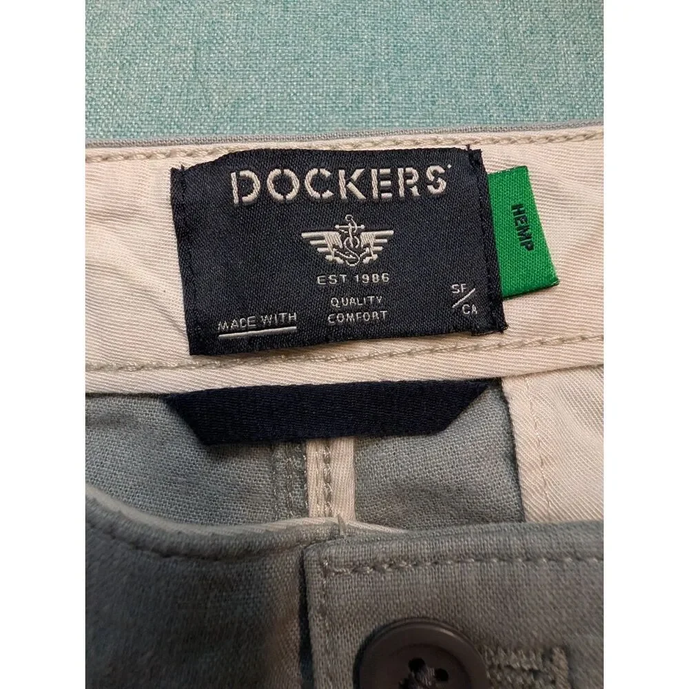 Dockers Men's Hemp Cotton Blend Casual Pats Size 29 Sage Straight Leg Lightweigh